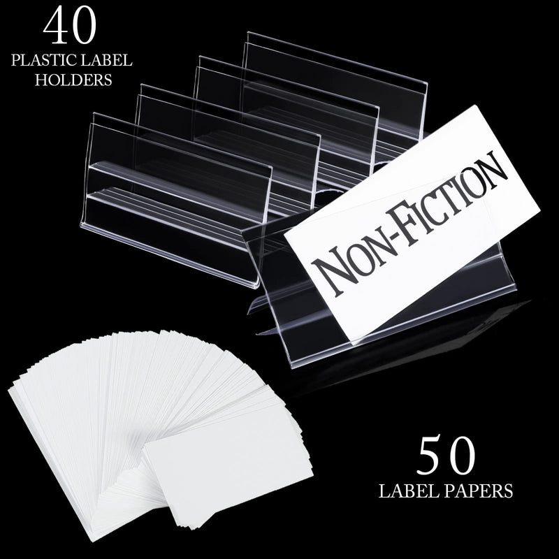 [Australia - AusPower] - 40 pcs Label Holders for Glass Shelving Plastic Label Holder Price Tag Retail Sign PVC Clear Shelf Label Holder for Glass Shelving (Includes 50 Pieces Blank Paper)) 10mm ( 40 pcs) 