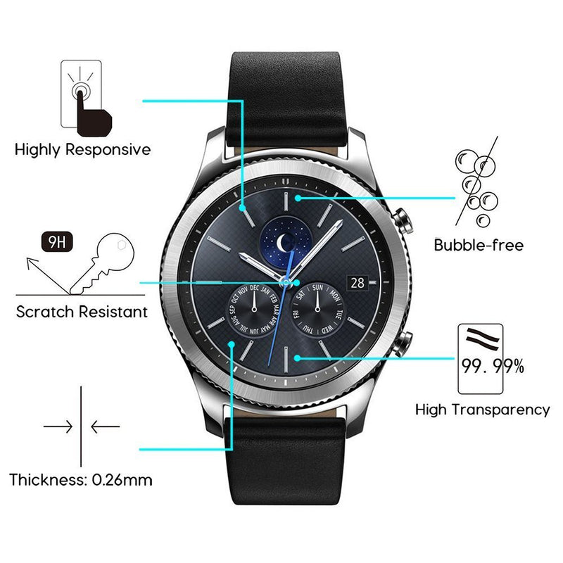 [Australia - AusPower] - OMOTON Tempered Glass Screen Protector Compatible Samsung Galaxy Watch 46mm (2018) & Gear S3 [3 Pack] 