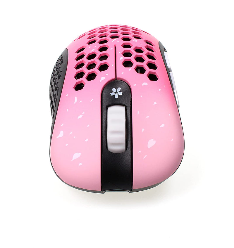 [Australia - AusPower] - Skoll Mini SK-S Sakura 50g Ultralight Weight Honeycomb Design Ergonomic Gaming Mouse with 3389 Sensor - PTFE Skates - 16,000DPI - Detachable Cable (Pink) 