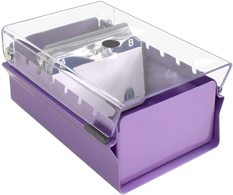 [Australia - AusPower] - Acrimet Index Business Card Size File Holder Organizer Metal Base Heavy Duty (AZ Index Cards and Divider Included) (Purple Color with Clear Crystal Plastic Lid Cover) 