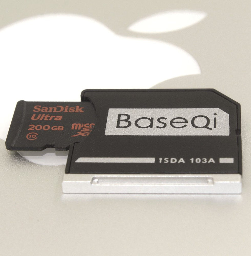 [Australia - AusPower] - BASEQI Aluminum microSD Adapter for MacBook Air 13" and MacBook Pro 13"/15" (Non-Retina) Models 