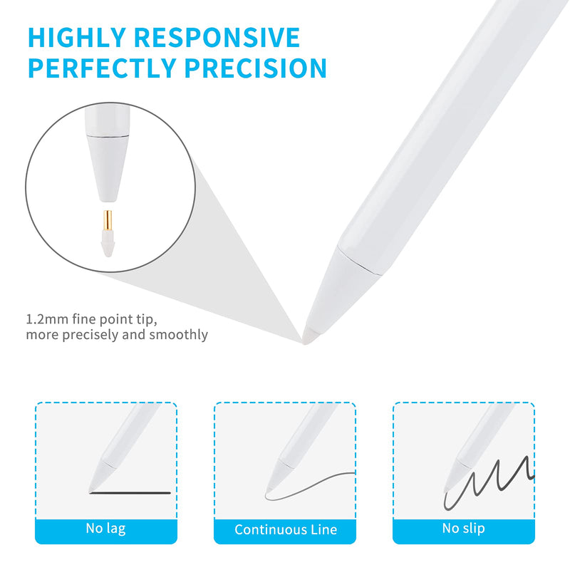 [Australia - AusPower] - iPad Pencil 8 Generation,2020 Newest Pencil Stylus Compatible with Apple Pencil for 10.2" iPad 8 Generation Pen Palm Rejection 1.5mm Fine Tip Drawing and Sketching Stylus Pencil,White 