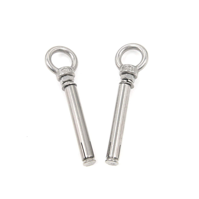 [Australia - AusPower] - Expansion Eyebolt Karcy Ring Lifting Expansion Bolt 304 Stainless Steel M6x80mm Silver Pack of 5 