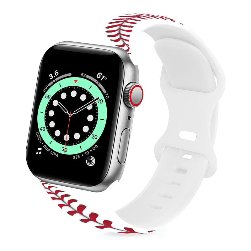 [Australia - AusPower] - Ball Game Watch Band Smartwatch bands Compatible with Watch 38mm/40mm/42mm/44mm Soft Silicone Strap Replacement for Series 7/6/5/4/3/2/1/SE Baseball 38/40mm 