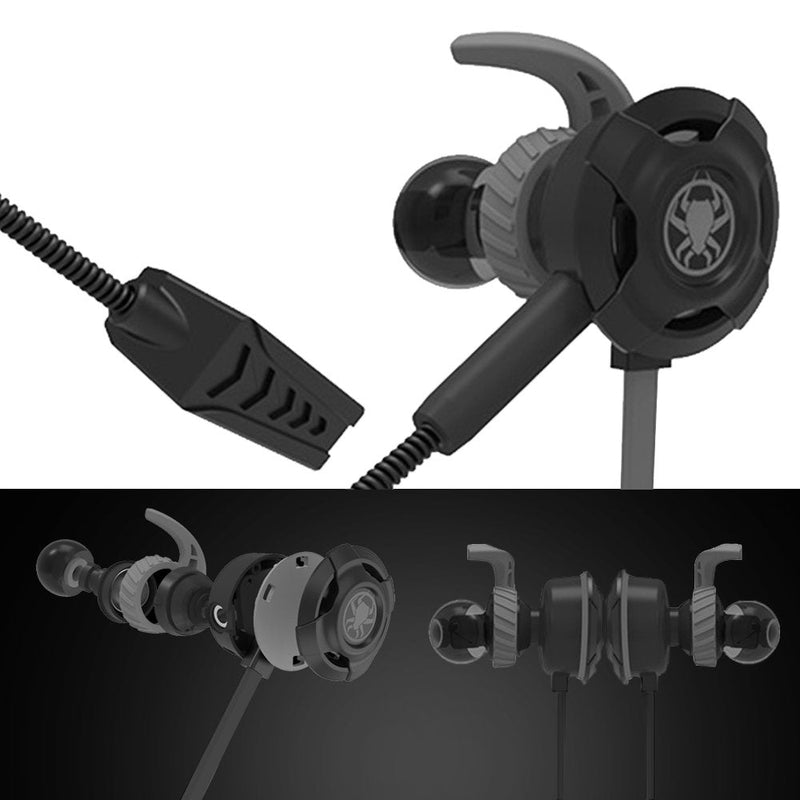 [Australia - AusPower] - Wired Gaming Earphone with Adjustable Mic for PS4,Laptop Computer, Cellphone, DLAND E-Sport Earburds with Portable Earphone Bags, Snug Soft Design, Inline Controls for Hands-Free Calling. (Black) Black 