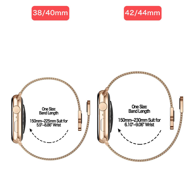 [Australia - AusPower] - NOSENT Metal Stainless Steel Band Compatible with Apple Watch iWatch Series 7 6 5 4 3 2 1 SE ,Mesh Loop Adjustable Strap Magnetic Wristband for 38mm 40mm 41mm 42mm 44mm 45mm 42mm/44mm/45mm Rose gold 