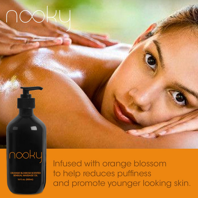 [Australia - AusPower] - Nooky Orange Blossom Massage Oil. With Jojoba and Essential Oils. For Massaging 16 ounce. 