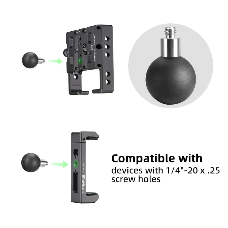 [Australia - AusPower] - FANAUE B-1 Ball Adapter with 1/4"-20 Threaded Post,Compatible with RAM Mounts B Size 1" Ball Components 1 Inch Ball 