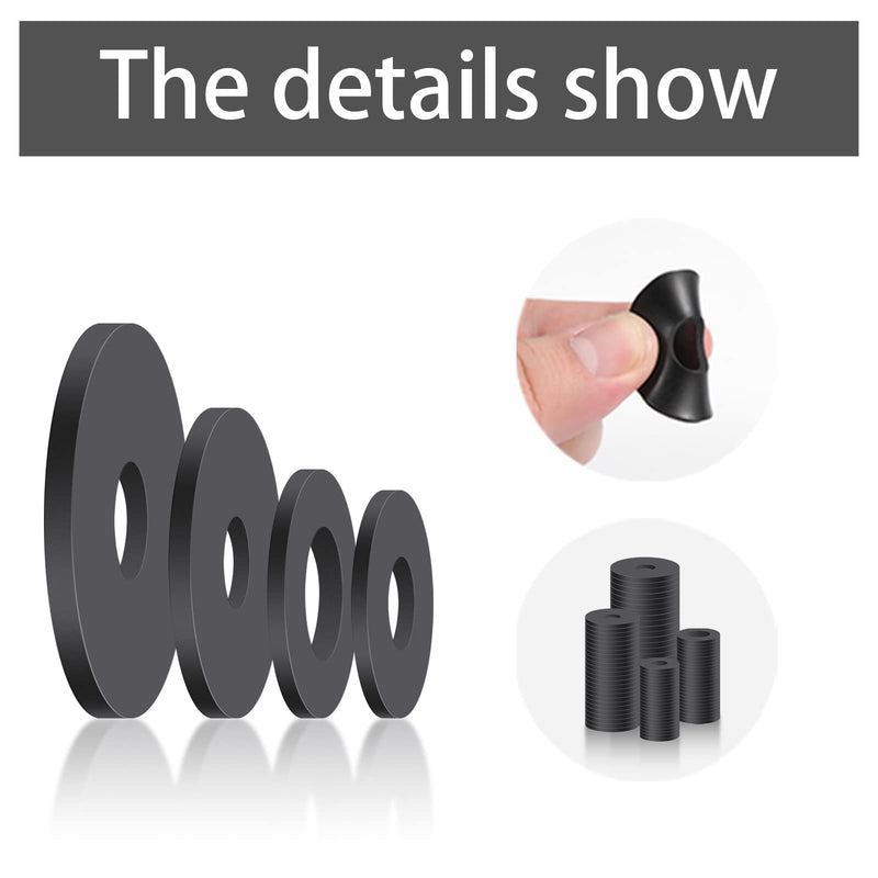 [Australia - AusPower] - AIEX 100pcs Flat Rubber Washers Assortment Kit, Rubber Washers Heavy Duty Black Rubber Grommet Vibration Damping Pads for Household Appliances Faucets Screws Bolts (4 Sizes) 