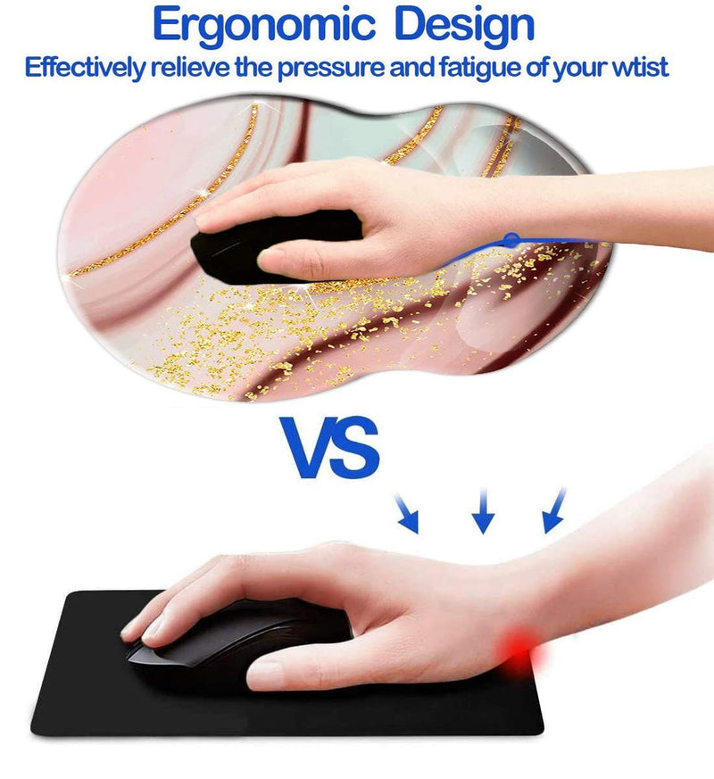 [Australia - AusPower] - Mouse Pad with Wrist Support, Non Slip Mousepad Wrist Rest for Office, Computer, Laptop & Mac- Durable & Comfortable & Lightweight Ergonomic Support Mouse Mat (Pretty Marble-Wrist-5) Pretty Marble-Wrist-5 