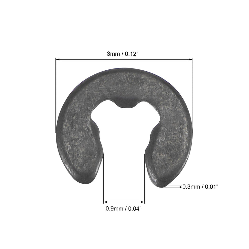 [Australia - AusPower] - uxcell E-Clip Circlip - 3mm External Retaining Shaft Snap Ring Carbon Steel Black 100pcs 