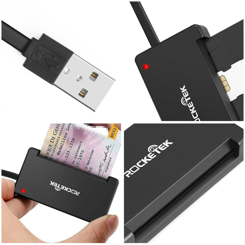 [Australia - AusPower] - Rocketek DOD Military USB Smart Card Reader/CAC Common Access Card Reader Writer for Military|ID Card/IC Bank Chip Card Reader, USB Smart Card Writer Compatible with Windows XP/Vista/7/8/11, Mac OS 