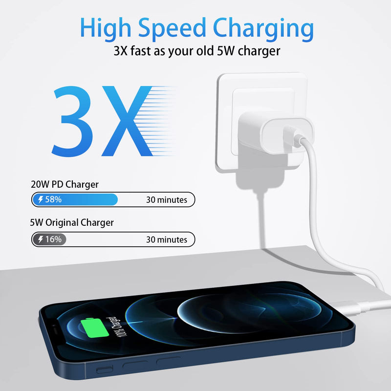 [Australia - AusPower] - iPhone 12 13 Fast Charger [Apple MFi Certified] 20W USB C PD Wall Charger Plug with 6FT Type C to Lightning Cord Compatible with iPhone 13/12/11/Pro Max/XS Max/XR/X/8 Plus, iPad, AirPods 