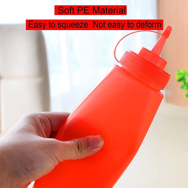 [Australia - AusPower] - Condiment Squeeze Bottles(3Pcs-13.5oz),with Leak-Proof Cap and Scale Line.Plastic Squeeze Squirt Bottles for Sauces, Ketchup,Mustard,Oil, Salad and More. 