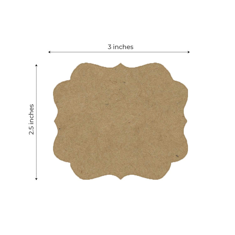 [Australia - AusPower] - 2.5"x3" Inch Natural Kraft Vintage Frame Gift Tag Sticker / 250 Labels per roll 
