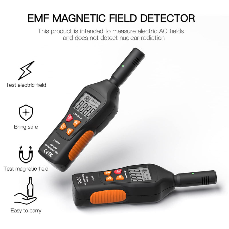 [Australia - AusPower] - JOAUIAX EMF Meter Reader EMF Detector,5HZ—3500MHz Digital Household Radiation Detector,3 in 1 Electromagnetic Field Meter with LCD&Sound-Light Alarm for Home EMF Inspections,Office and Ghost Hunting Black 2.13inch 