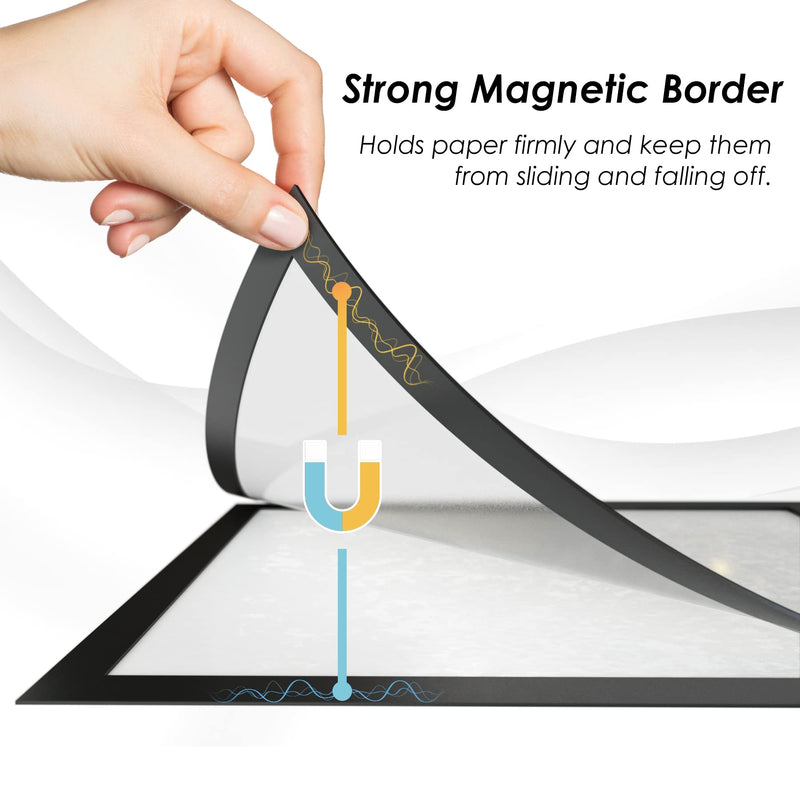 [Australia - AusPower] - MaxGear Magnetic Sign Holder 8.5 x 11 Wall Mount, Self Adhesive Display Picture Frames with Strong Magentic Border and Clear PVC, Document Poster Paper Holder for Home Office Store (Black, 3 Pack) 