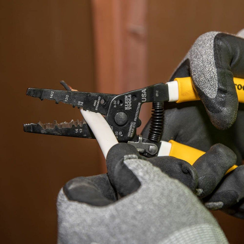 [Australia - AusPower] - Klein Tools K1412 Wire Cutter / Wire Stripper, Dual NM Cable Stripper / Cutter Cuts Solid Copper Wire, Strips 12 and 14 AWG Solid Wire NM-B Cable 