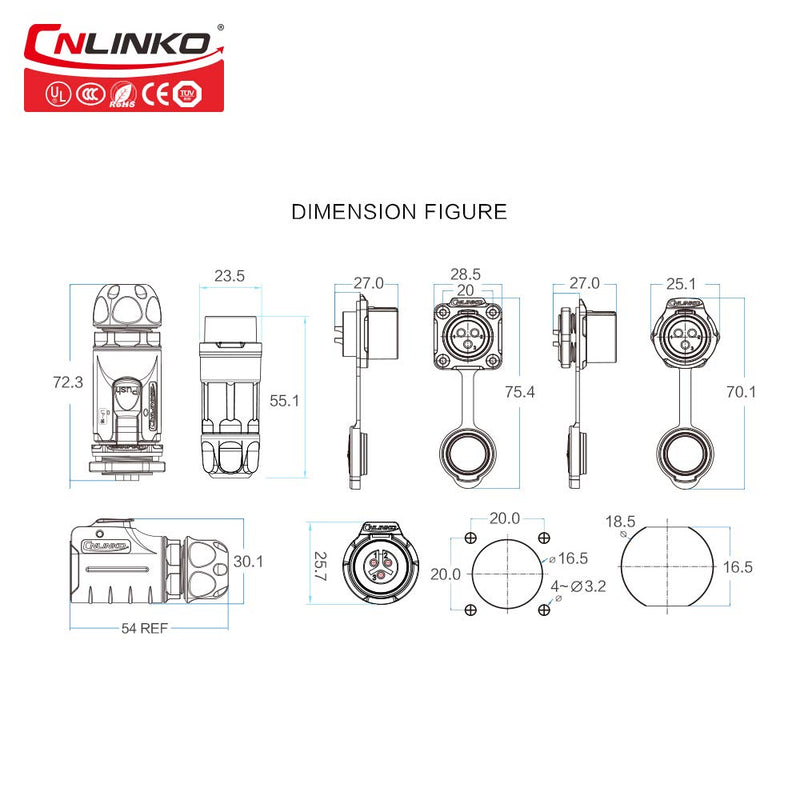 [Australia - AusPower] - CNLinko 2Pin Male Female Plug Socket Industrial Waterproof Power Connector, M16 10A Cable Circular din Connector, IP65 Connector Blind Mate Power Audio Car connectors(2Pin) 