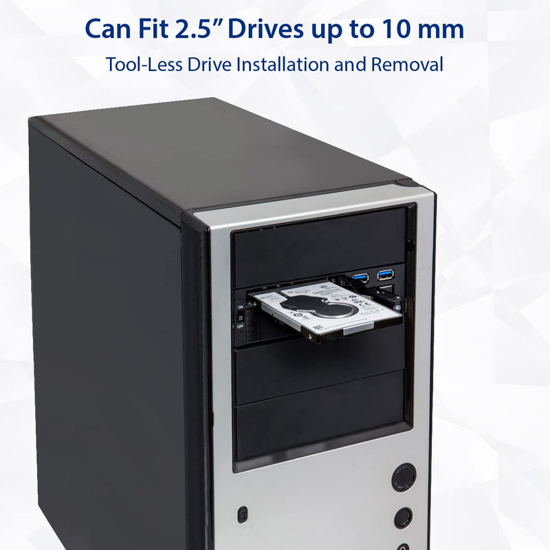 [Australia - AusPower] - Syba SY-MRA55006 5.25" Bay Tray Less Mobile Rack for 3.5" and 2.5" Sata III HDD with Extra 2 Port USB 3.0, Black/White 