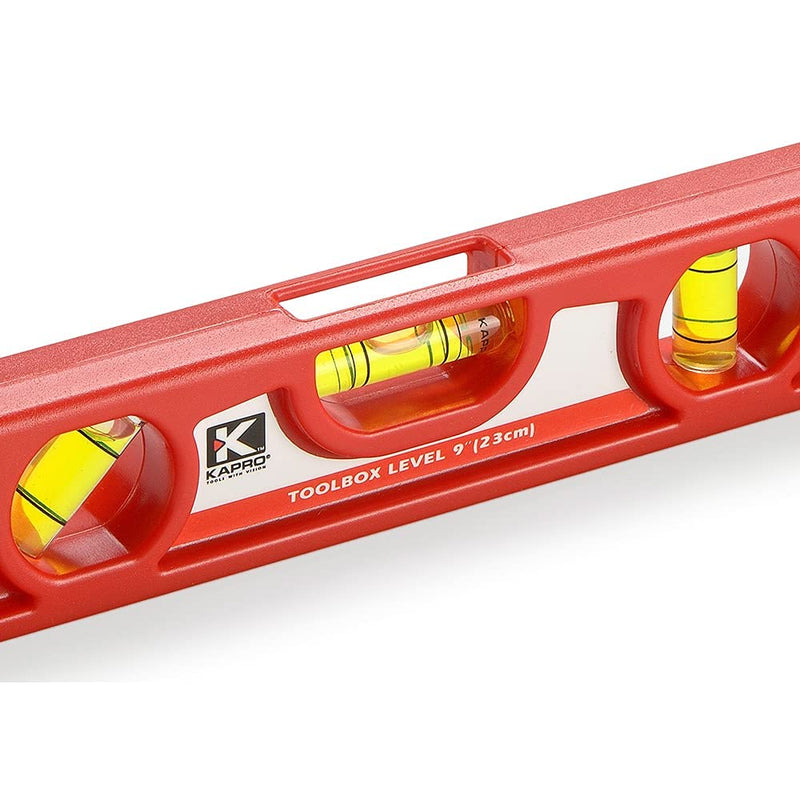 [Australia - AusPower] - Kapro - 227 Toolbox Level - 9-Inch - for Leveling and Measuring - Features V-Groove, Magnet Strip, Rubber End Caps, and Colored Vials 