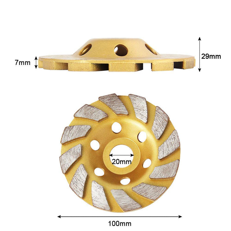 [Australia - AusPower] - SogYupk 4-Inch Concrete Turbo Diamond Grinding Cup Wheel for Angle Grinder 12 Segs Heavy Duty ,Yellow 
