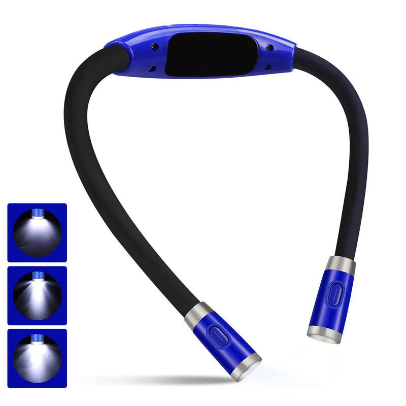 [Australia - AusPower] - LEDBOKLI Neck Reading Light Blue Hands Free Rechargeable Book Light 4 LED Bulbs and 3 Adjustable Brightness Levels LED Neck Light USB Cable and Buckle Included… Blue-26cm 