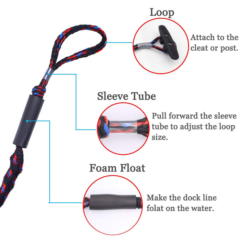[Australia - AusPower] - Botepon Boat Bungee Dock Lines, Mooring Lines, Boating Gifts for Men, Boat Accessories, Pontoon Accessories, Perfect for Bass Boat, Jet Ski (4 Feet) 