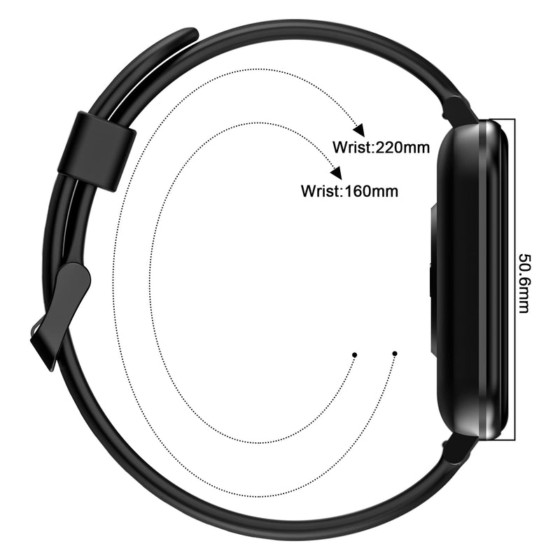 [Australia - AusPower] - IOWODO Sport Band Compatible with Smart Watch Bands 20mm Soft Silicone Replacement Strap Compatible for X2 R3PRO Smartwatch Men Women Black 