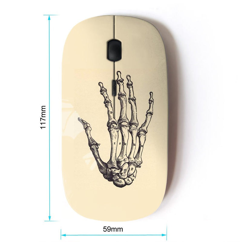 [Australia - AusPower] - KawaiiMouse [ Optical 2.4G Wireless Mouse ] Hand Bones Skull Death Metal Yellow 