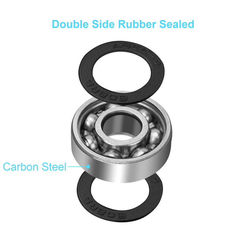 [Australia - AusPower] - 22pcs 608-RS 608RS Ball Bearing Double Rubber Sealed Shielded, 8mm x 22mm x 7mm Miniature Deep Groove 608-2RS Bearings for Skateboards, Inline Skates, Scooters, Roller Blade Skates, Long Boards 