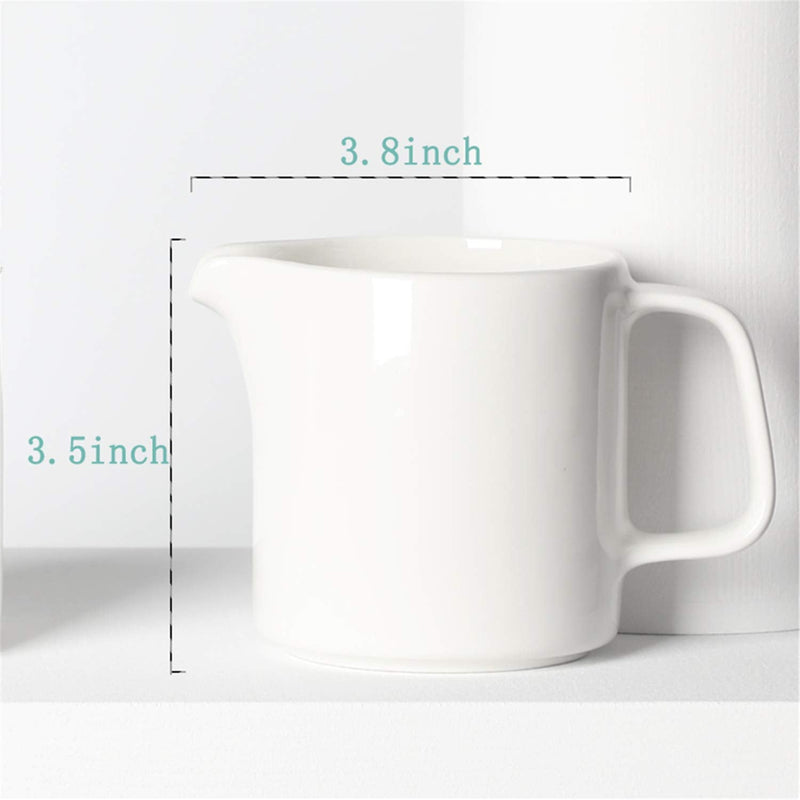 [Australia - AusPower] - ONTUBE Ceramics Creamer,Porcelain Coffee Milk Creamer Pitcher with Handle for Home and Kitchen - 12OZ (White) White 