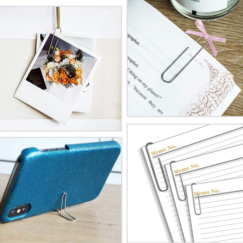 [Australia - AusPower] - Vinaco Paper Clips Non Skid, Medium and Jumbo Paper Clips (1.3 inch & 2.0 inch), Durable & Rustproof, Coated Paper Clip Great for Office School and Personal Use Non-skid Sliver 