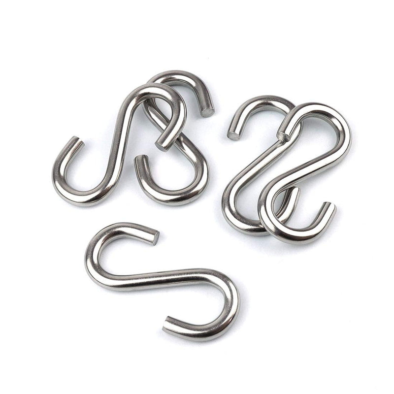 [Australia - AusPower] - Hamineler 5 Pack 304 Stainless Steel S Shaped Hooks 3.2Inch Long 5/16 Inch Thickness Heavy Duty S Metal Hanging Hooks 
