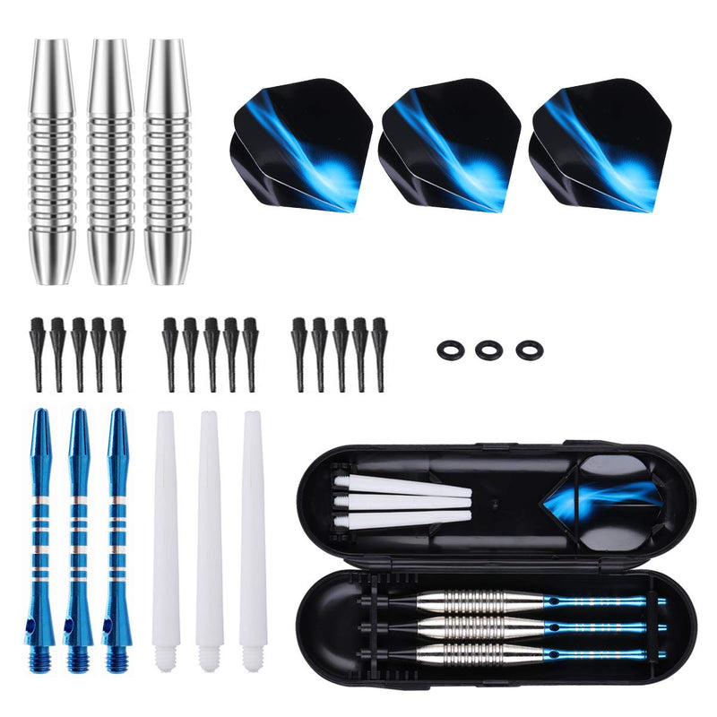 [Australia - AusPower] - sanfeng Darts Plastic Tip Set - 18g Soft Tip Darts - Nickel Plated Silver Dart Barrel 16 Grams + 50 Anti-Loose O-Rings + 6 Shaft (Aluminum/Nylon 45mm) + 6 Flights + Extra 50 Soft Tips Electronic Dart Blue-DARTB 