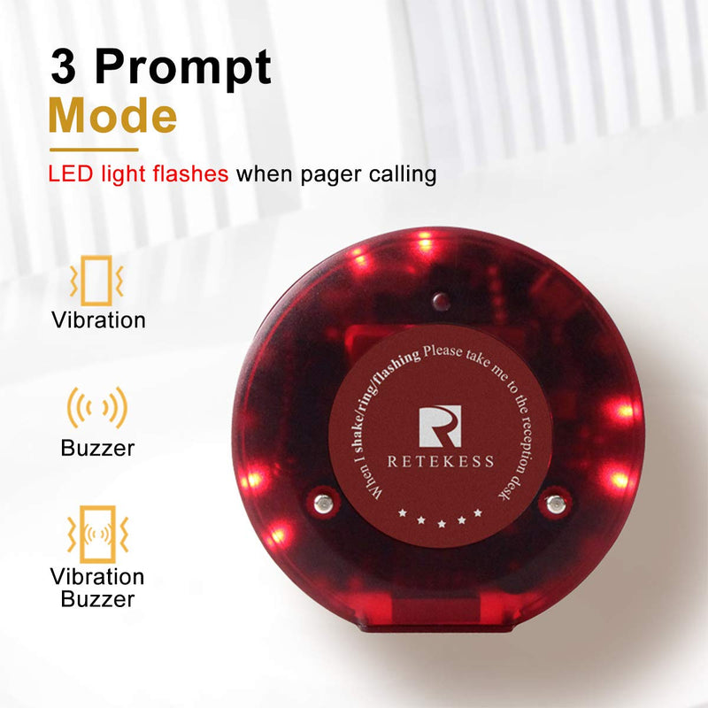 [Australia - AusPower] - Retekess T119 Single Restaurant Pager Rechargeable Separately Turn Off Beeper Wireless Calling System with 1 Coaster Pager for Church Nursery Clinic 