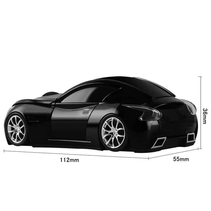 [Australia - AusPower] - Wireless Mouse，Cool Sport Car Shape Computer Wireless Mouse Optical Cordless Mice with USB Receiver for PC Laptop 1600 DPI 3 Buttons Black 