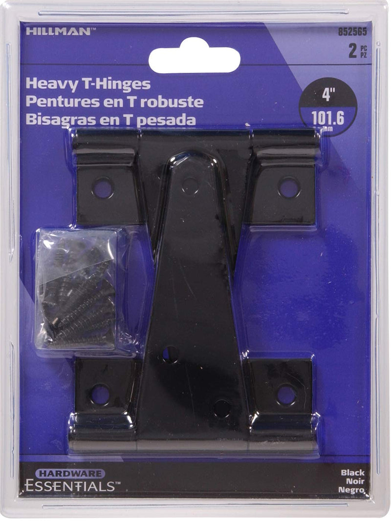 [Australia - AusPower] - Hillman Hardware Essentials 852565 Heavy Duty T-Hinges Black 4" - 2 Pack 