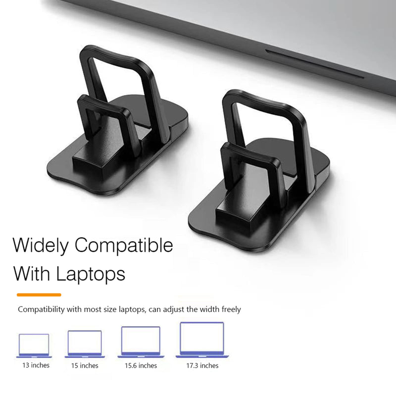 [Australia - AusPower] - PONICOR 2PCS Zinc Alloy Mini Foldable Laptop Stand, Portable Computer Keyboard Riser with 2 Adjustable Angles, Self-Adhesive Invisible Notebook Stand and Keyboard Lift for Desk (Black) Black 
