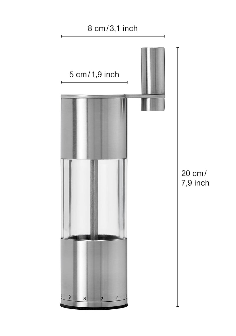 [Australia - AusPower] - AdHoc Geared Stainless Steel Salt & Pepper Mill, 7.5" 