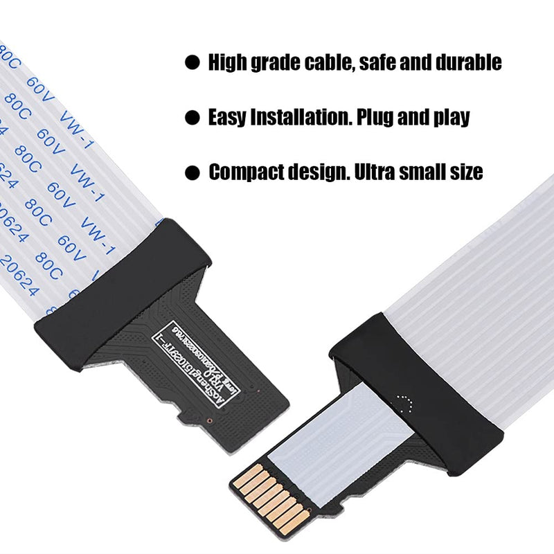 [Australia - AusPower] - ASHATA Micro SD to Micro SD Card Extension Cable Adapter Flexible Extender with Case, TF to TF Extender Cable for 3D Printer/Car/GPS/Camera/DVD/DVR/LED Display Board (60CM) 60CM 