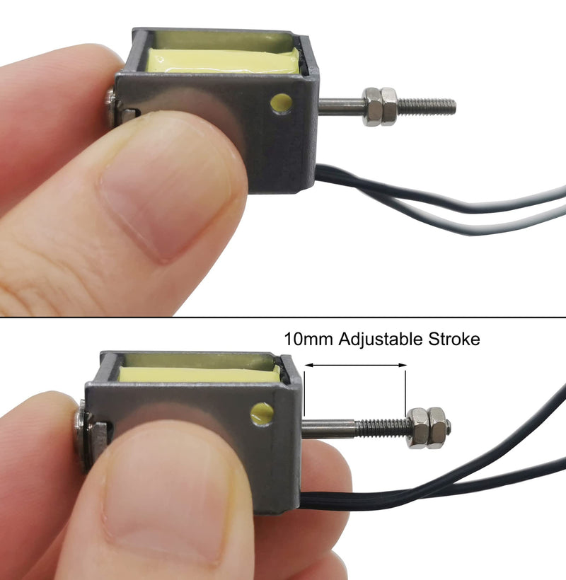 [Australia - AusPower] - 2PCS Mini Push Pull Linear Solenoid Electromagnet Adjustable 10mm Stroke DC 12V 42? 0.28A Open Frame Mini Frames Actuator Electric DC Magnet Solenoid DS-0520S 