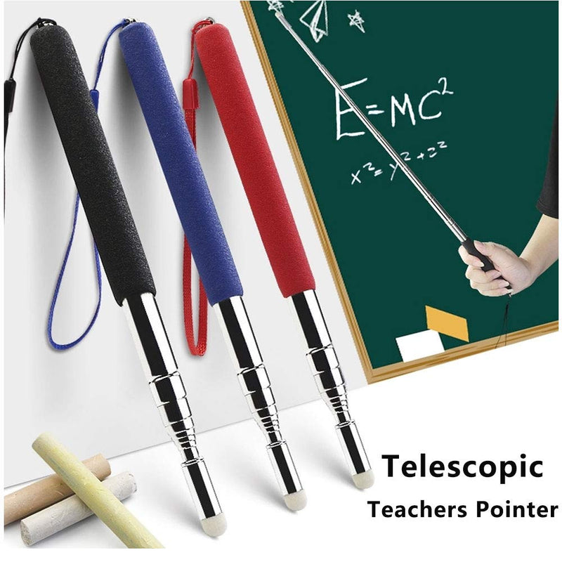 [Australia - AusPower] - Telescopic Teacher Pointer Stick with Hand Lanyard 2 Pack, Teaching Pointer for Classroom, Hand Pointer Extendable Pointer Stick Retractable Pointer Handheld Presenter Whiteboard Pointer (Black) 
