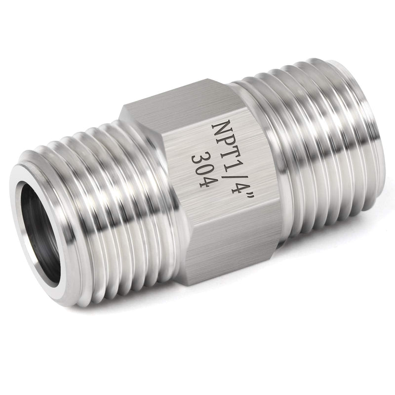 [Australia - AusPower] - TAISHER 304 Stainless Steel Pipe Fitting, Hex Nipple, Coupling,1/4 x 1/4 NPT Male Thread Pipe, 1/4 x 1/4 NPT Female Thread Pipe 1/4" NPT 
