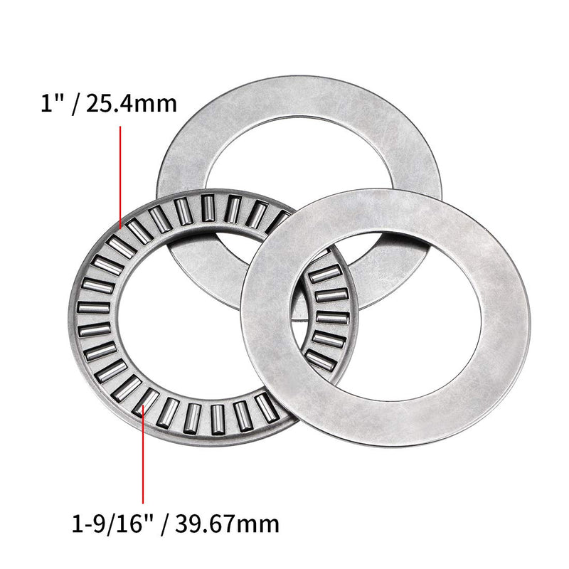 [Australia - AusPower] - uxcell TC1625 Thrust Needle Roller Bearings with Washers 1" Bore 1-9/16" OD 5/64" Width 2pcs 