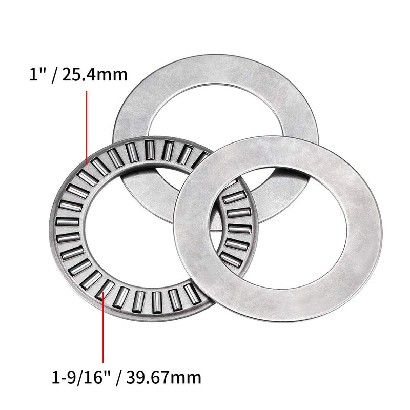 [Australia - AusPower] - uxcell TC1625 Thrust Needle Roller Bearings with Washers 1" Bore 1-9/16" OD 5/64" Width 1"x1-9/16"x5/64" 