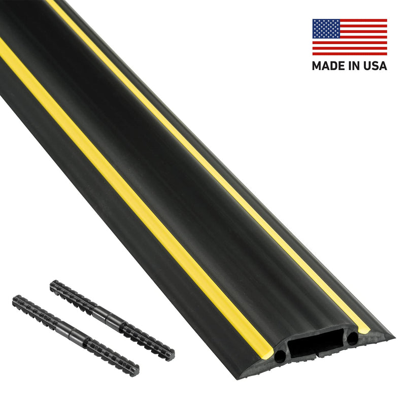 [Australia - AusPower] - D-Line Floor Cord Cover Heavy Duty Cable Protector - FC83H, 6 Foot, Linkable - Protect Cords and Prevent a Trip Hazard - Cable Cavity 1 3/16” W x 3/8” H (Black and Yellow) Black/Yellow 