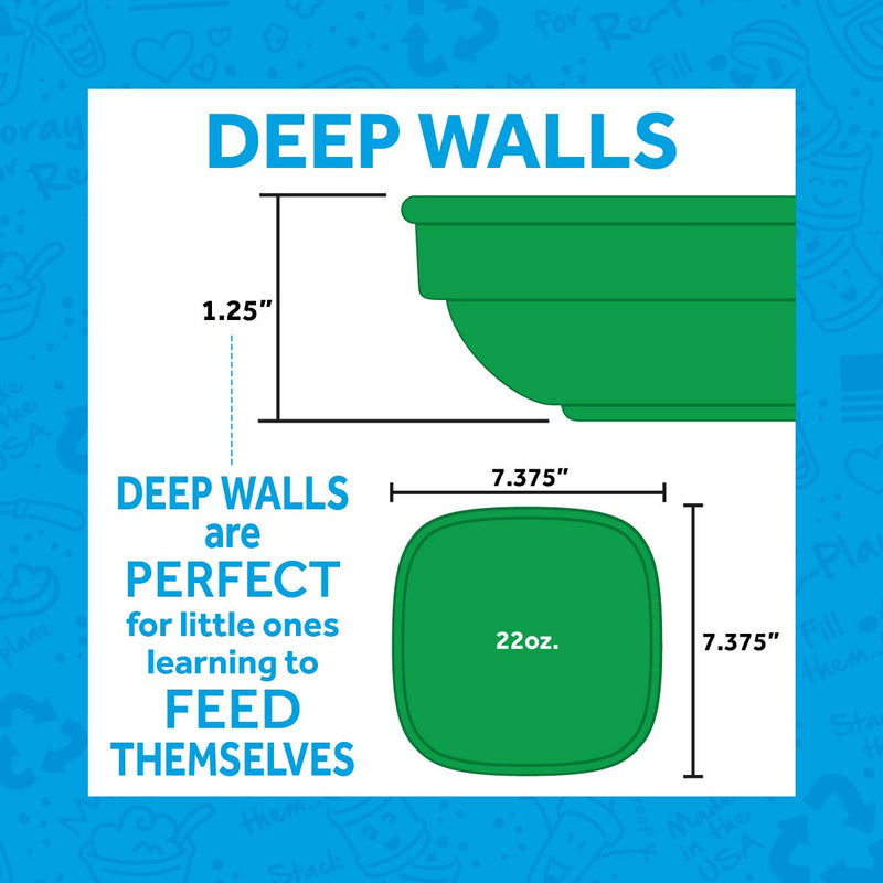 [Australia - AusPower] - RE-PLAY Made in USA Deep Walled Flat Plates | Made from Eco Friendly Heavyweight Recycled Plastic | Dishwasher & Microwave Safe | BPA Free | Aqua, Lime Green & Purple | Mermaid (3pk) 
