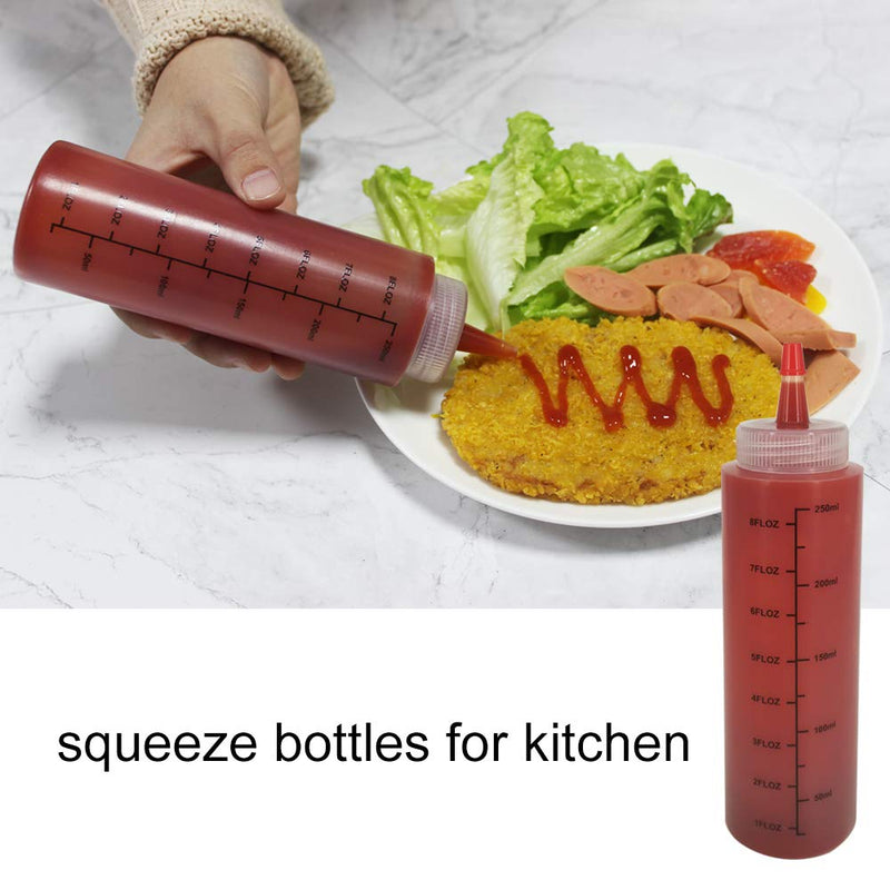 [Australia - AusPower] - Belinlen 12 Pack 8-Ounce Plastic Squeeze Bottles with Red Tip Caps and Measurement - Good for Crafts, Art, Glue, Multi Purpose Set of 12 with Extra 18 Chalk Labels 6 Red Cap and 1 Pen 8 ounce(12pack) 