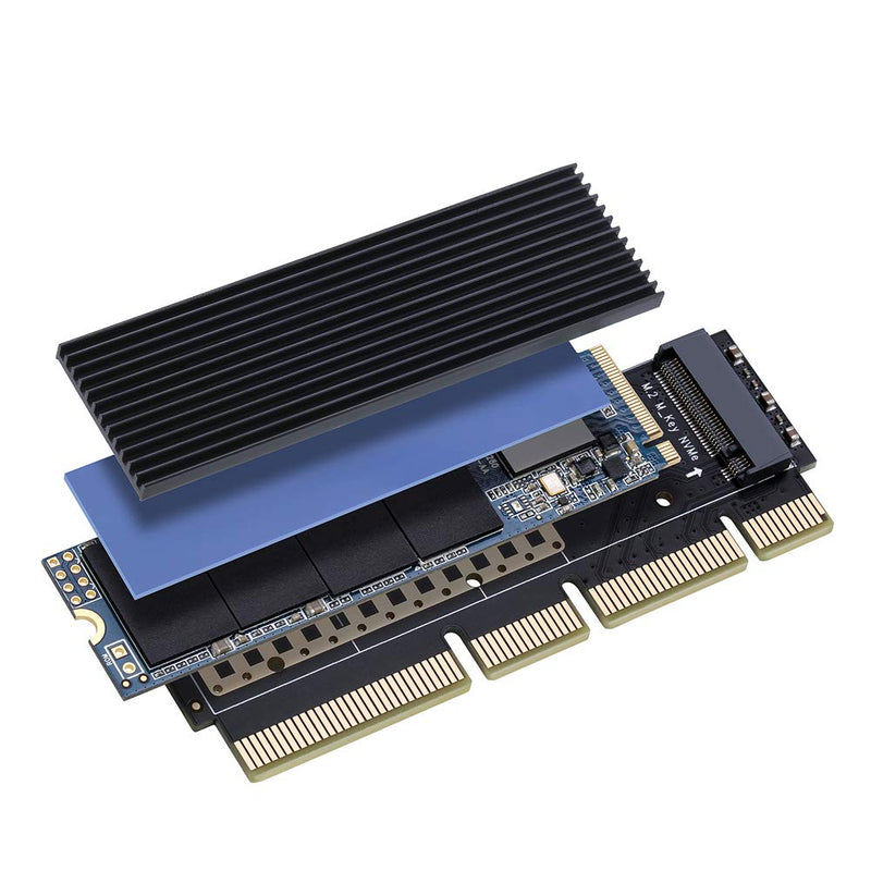 [Australia - AusPower] - NVME Adapter with Heat Sink fo M.2 NVME (M-Key) SSD to PCIE 3.0 X16 Expansion Card 